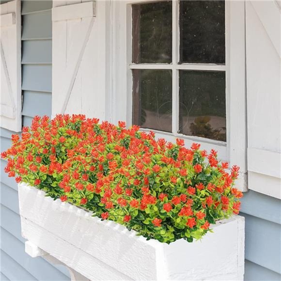 9 Bundles Artificial Flowers for Outdoors, Fake Plastic Plants UV Resistant - Picture 6 of 7